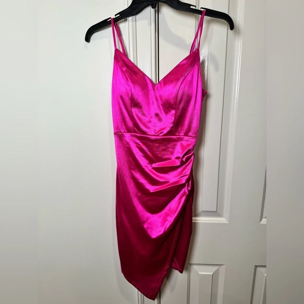 Honey and Rosie Fuchsia Asymmetrical Dress - Picture 1 of 4